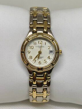 La express women’s date watch two tone silver 24mm  quartz up to 7.5” running